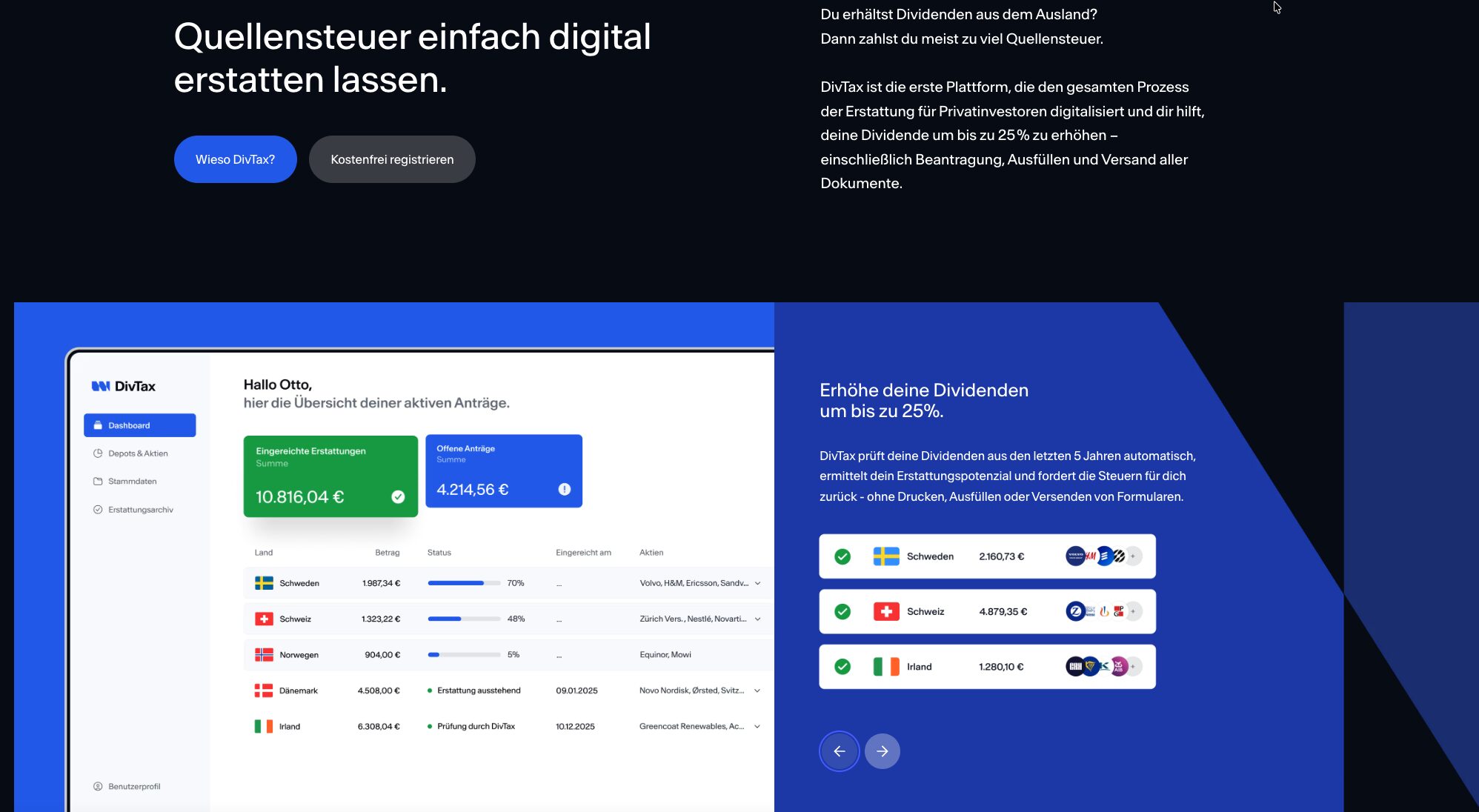 Plattform für die Erstattung zu viel gezahlter Quellensteuern auf ausländische Dividenden/Zinsen (DivTax)