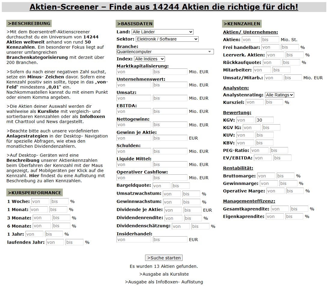 Aktien-Fundamentaldaten (boersentreff.de)